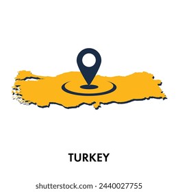 Turkey map with location PIN isolated on white background, Concept of explore, and travel vector illustration design