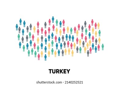 Turkey Map made by a group of people, Population. Globalization. People from different countries