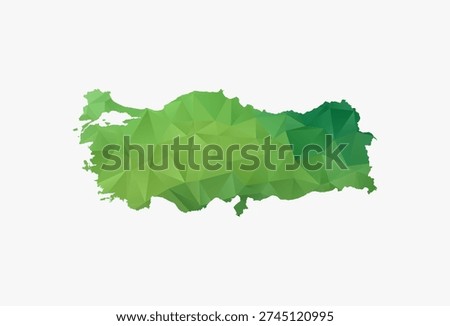 Turkey Map - Modern low poly geometric design in fresh green gradient tones, clean polygon style with minimal digital aesthetic, ideal for eco, tech and business use.