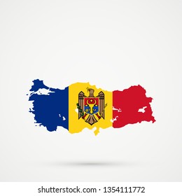 Turkey map in Moldova flag colors, editable vector.
