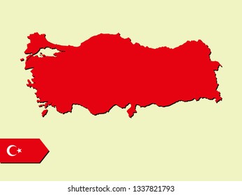 Turkey map with national flag 