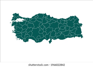 Turkey map Olive green Color on White Backgound