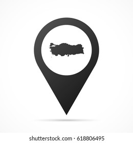 Turkey Map on location pin. Map pointer isolated on a white background.
Conceptual vector illustration.