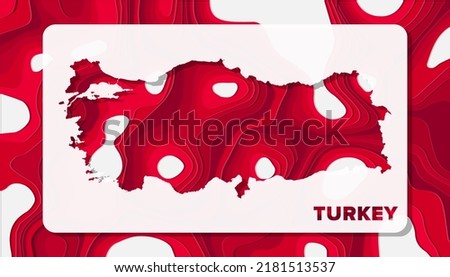 Turkey Map with Paper Cut Waves Background Shape perfect for Greeting Card, Desktop Wallpaper, and Banner