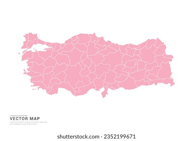 Mapa de Turquía - Estilo abstracto rosado aislado en fondo blanco para infografía, vector de diseño.