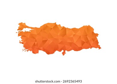 Turkey Map - Polygon Style Vector Illustration in Orange Gradient, Low Poly Geometric Design, Isolated on White Background for Infographics and Education.
