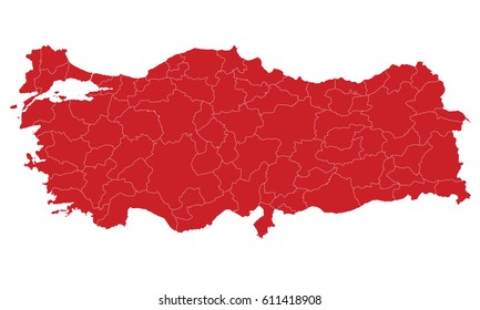 Turkey map red color