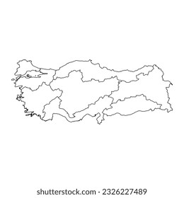 Turkey map with regions. Vector illustration.
