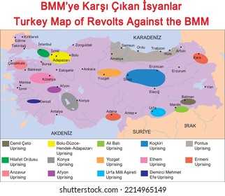 Turkey Map of Revolts Against the BMM