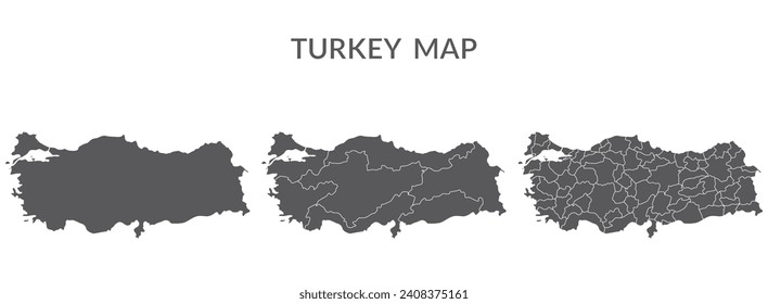 Turkey map set in grey color