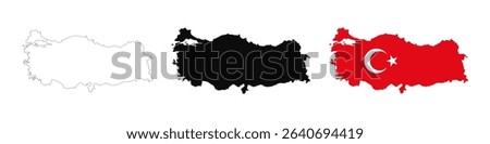 Turkey map set. Turkey outline, symbol, logo, flat map. Vector.