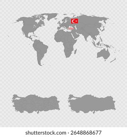 Turkey Map Set with World Location.
