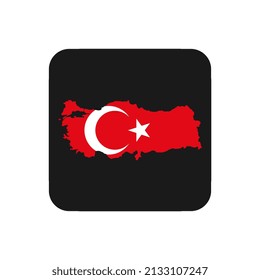 Turkey map silhouette with flag on black background