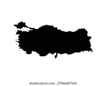 Ícone de silhueta mapa Turquia isolado no fundo branco.