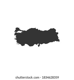 Vector de silueta de mapa de Turquía sobre fondo blanco