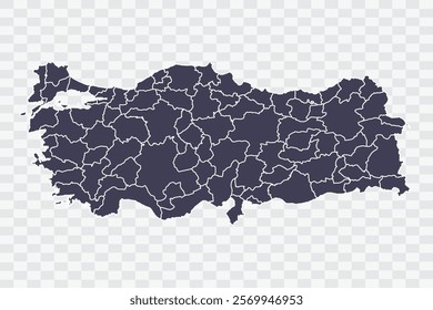 Turkey Map Slate Color on White Background quality files Png