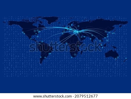 Turkey map for technology or innovation or export concepts. Connections of the country to major cities around the world. File is suitable for digital editing and prints of all sizes.