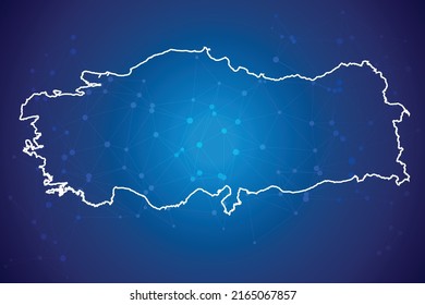 Turkey Map Technology  with network connection background