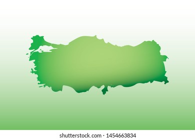Turkey map using green color with dark and light effect vector on light background illustration
