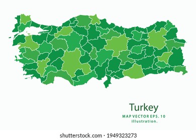 Turkey map. Vector eps10. green color. on white backgrounds.
