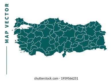 Turkey map vector. green color on white background.