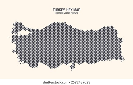 Turkey Map Vector Hexagonal Halftone Pattern Isolate On Light Background. Hex Texture in the Form of a Map of Turkey. Modern Technological Contour Map of Turkey for Design or Business Projects