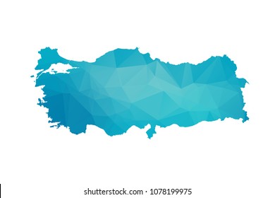 Turkey map vector illustration in polygonal style,Low poly design on white background