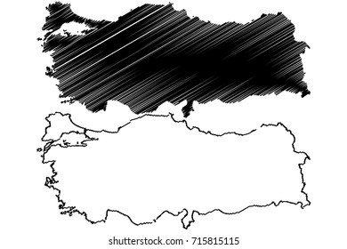 Turkey map vector illustration, scribble sketch Turkey