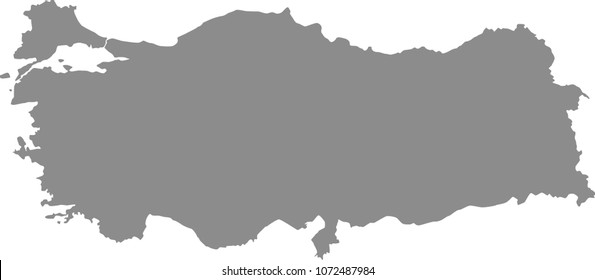 Fondo gris de ilustración de esquema del mapa de Turquía. Mapa exacto muy detallado de Turquía preparado por un experto en mapas.