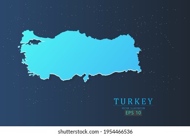 Turkey Map - World Map International vector template with 3d, gradient blue color and stars isolated on galaxy background - Vector illustration eps 10