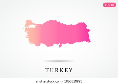 Turkey Map - World Map International vector template with Pink gradient color isolated on white background - Vector illustration eps 10