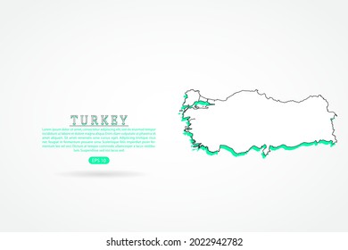 Türkische Karte - Weltkarte, internationale Vektorgrafik-Vorlage mit grüner und skizzalischer Skizze einzeln auf weißem Hintergrund - Vektorgrafikeps10