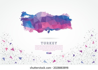 Turkey Map - World Map International Vector Template With Polygon Pink Color Gradient Isolated On White Background For Education, Website, Banner, Infographic - Vector Illustration Eps 10