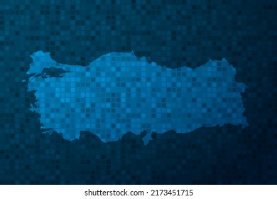 Turkey Map - World Map international vector template with technology style isolated on blue pixel background for education, design, website, infographic - Vector illustration eps 10