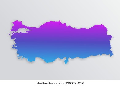 Turkey Map - World map International vector template with 3D, paper style including shadow and Gradient blue, purple color on grey background for design, infographic - Vector illustration eps 10
