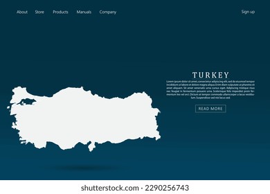 Turkey Map - World map international vector template with 3d white color on dark blue and green gradient color background for website template design, infographic - Vector illustration eps 10