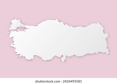 Turkey Map - World map International vector template with paper cut style including shadow and white color on pink background for design, education, website - Vector illustration eps 10 Map