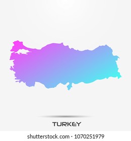 Turkey map,border with pink and turquoise gradient. Vector illustration