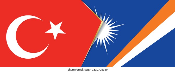 Turkey and Marshall Islands flags, two vector flags symbol of relationship or confrontation.