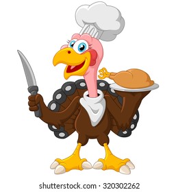  turkey mascot holding knife