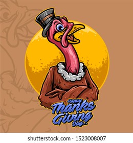 turkey mascot of thanksgiving day vector illustration