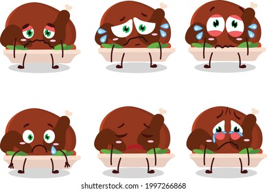 Turkey meat cartoon character with sad expression. Vector illustration