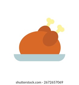 Turkey Meat Flat Color Icon: Food and Thanksgiving