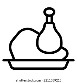 turkey meat icon with solid line style. Suitable for website design, logo, app and UI.