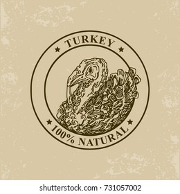 Turkey meat label. Vector illustration.
