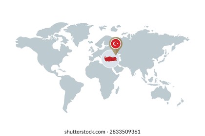 Turkey Mini Map Pin Location Icon for Travel Navigation and Country Destination
