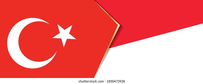 Turkey and Monaco flags, two vector flags symbol of relationship or confrontation.
