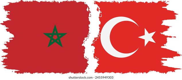 Turquía y Marruecos grunge banderas conexión, Vector