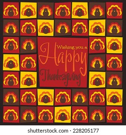 Turkey mosaic Thanksgiving card in vector format.