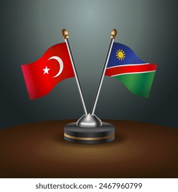 Turkey and Namibia table flags relation with gradient backgrund. Vector Illustration